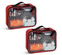 Camoredy Empty First Aid Bag Clear PVC Waterproof Organizer Pouch Zipper Colored First Aid Kit for EMT Outdoor Travel (Red, Pack of 2)
