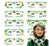 CAMOSE 10PCS St Patricks Day Face Tattoos, St Patrick’s Day Shamrock Face Stickers St. Patrick's Day Temporary Clover Temporary Tattoos, Irish Green Party Art Accessories