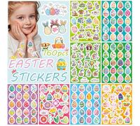 CAMOSE 160PCS Easter Stickers for Kids,8 Sheets Easter Stickers for Crafts,DIY Colored Rabbit Sticker for Decorating,Egg,Crafting,Party Bag Fillers