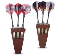 CAMOSE 3-Hole Wooden Dart Holder Wall Mount & Table Top Stand - Protection Storage for Steel/Soft Tip Darts, Dad Darts Organizer Gifts , Dart Board Accessories (Natural Wood) (Brown, 2 PCS)