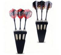 CAMOSE 3-Hole Wooden Dart Holder Wall Mount & Table Top Stand - Protection Storage for Steel/Soft Tip Darts, Dad Darts Organizer Gifts , Dart Board Accessories (Natural Wood) (Black, 2 PCS)