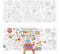 CAMOSE Birthday Colouring Tablecloth Crafts, Colouring Table Cloths for Kids,Giant 76x183cm Coloring Table Cloth Cover for Happy Birthday Party Decorations, Activities Gifts