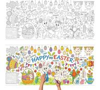 CAMOSE Easter Crafts for Kids,Easter Colouring Tablecloth Crafts for Kids, Giant 76x183cm Coloring Table Cloth Cover for Party Decorations, Activities Gifts (Easter B, 76x183cm (30x72 inches))