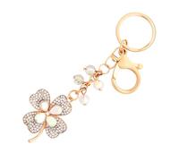 CAMOSE St. Patrick's Day Four Leaf Clover Keychain Rhinestone Car Keys Keychain Lucky Charm for Gifts and Party Decor (White)