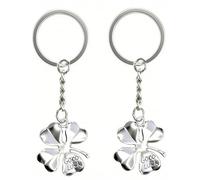 CAMOSE St. Patrick's Day Lucky Four Leaf Clover Keychain Good Luck Charm Keyring for a Little Gift Brings Luck and Positive Vibe (Silver)
