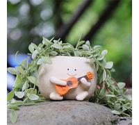 Camotank Face Planter Pots for Indoor Plants Cute Guitar Plant Pot, Smiley Face Flower Pots Succulents Planter Gift Ideal for Mother and Christmas (S)