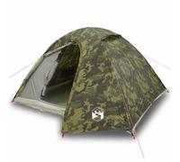 vidaXL Camping Tent Dome - 3-Person, Camouflage, Waterproof, Wind Resistant, Polyester, Mesh Walls, Lightweight, 220 x 190 x 120 cm, Portable