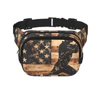 Camouflage American Flag Double Layer Waist Bag Pack USA Flag Bum Bag Fanny Pack for Men Women, Adjustable Belt Bag for Travel Hiking Running Cycling Festival