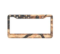 Camouflage American Flag License Plate Frames 2pcs, USA Flag Rust-Proof Aluminum Universal Car Tag Frame with Screw Caps for Vehicles Trucks Vans SUVs 12 x 6 Inch