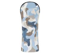 Camouflage Baby Blue Golf Club Head Covers Premium Leather Accessories with Interchangeable No. Tags for Driver, Fairway Wood Hybrid