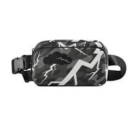 Camouflage Black Cloud White Lightning Stylish Fanny Waist Pack for Women Men Teenagers Small Sling Bag Travel Accessory with Adjustable Strap for Cycling Hiking Gym