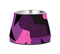 Camouflage Black Leaf Pink Raised Pets Food Bowls Non Slip Stainless Steel Cats Basic Bowls for Loving Pet Whisker Friendly
