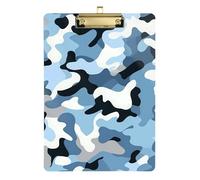 Camouflage Blue Acrylic Nurses clipboard Standard Letter A4 Size Plastic for Soccer Truck Driver Gold 12x9in Tabla para escribir