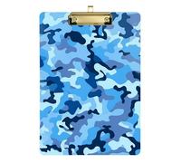 Camouflage Blue Dark Acrylic Clinical clipboard Nursing Standard Letter A4 Size Standard Hole for Legal Women Basketball Coaches Gold 12x9in Tablas para escribir