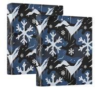 Camouflage Blue White Snowflake One and A Half Inch School Binder Three-Ringing with Clipboard 1/2 Pack Aesthetic Binder Hardcover
