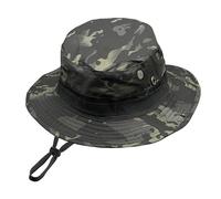 Camouflage Boonie Hat for Men and Women, Military Tactical Wide Brim Hats, UPF50+ Sun Hat for Fishing, Hunting, Safari, C-Black, One Size