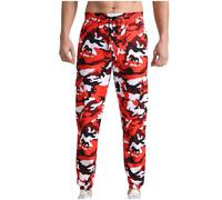 Camouflage Cargo Trousers for Men UK Summer Classic Combat Pockets Cotton Cuffed Pants Elasticated Waist Drawstring Trousers Solid Casual Fashion Straight Leg Trousers Outdoor Climbing Joggers S-XXL