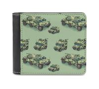 Camouflage Combat Engineer Vehicle Printed Bifold Wallet with Hidden Compartments Pocket Money and Credit Card Holder for Men Women