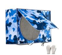 Camouflage Cover for Air Conditioner Unit Outside Waterproof Outdoor Ac Unit Cover with Vent Mesh 600D Oxford Cloth for Secure Fit Year Around Protection(Blue,100x70x36cm/39x28x14in)