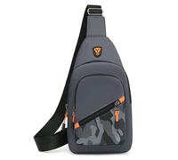 Camouflage Crossbody Chest Bag Breathable Waterproof Waist Bag with 4 Zipper Pockets Bumbags Hip Pouch Money Belt Bag with Adjustable Strap for Hiking Cycling Jogging Running Traveling (Gray)