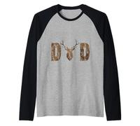Camouflage Dad Hunting Bottomland Camo Deer Father's Day Raglan Baseball Tee