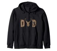 Camouflage Dad Hunting Bottomland Camo Deer Father's Day Zip Hoodie