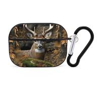 Camouflage Deer AirPods Pro Case Cover with Keychain Ring PC Hard Shell Protective Case for AirPods Pro 2nd for Women Men Generation Easy Open Full Drop Protection Cover Black-Style
