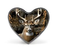Camouflage Deer Button Pin Heart Shape Alloy Lapel Pins Badges Novelty Funny Enamel Pins Personalized Pinback Button Badges Cute Heart Brooche for Jackets Bags