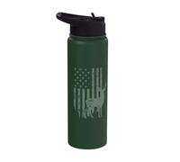 Camouflage Deer Camouflage with America Flag Stainless Steel Insulated Water Bottle