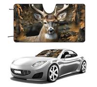 Camouflage Deer Car Windshield Sun Shade Keep Car Interior Cool 55"x30" Folding Front Window Sun Shade, Heat Shield for SUV, Truck, Blocks UV