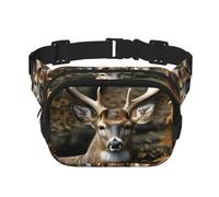 Camouflage Deer Fanny Pack For Women Waterproof Adjustable Belt Bags Waist Pack Fashion Casual Crossbody Bags Bum Bag For Running Workout Hiking Traveling, Black, One Size