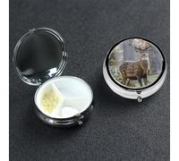 Camouflage Deer Pill Box with Mirror 3 Compartment Decorative Pill Case for Purse or Pocket Small Round Pill Organizer Weekly Metal Medicine Tablet Vitamin Holder Travel Gift