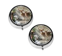 Camouflage Deer Print Pill Box 3 Compartment Medicine Pill Case,Portable for Pocket Or Purse Pill Organizer Decorative Metal Medicine Vitamin Organizer Unique Gift