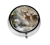 Camouflage Deer Print Stylish Round Pill Box - Mini Travel Companion for Your Medication