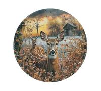 Camouflage Deer Printed Gaming Mouse Pad 1 PCS, Round Non-Slip Rubber Base Laptop Mousepad Desk Mat for Gamer, Office, Home