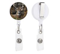 Camouflage Deer Retractable Badge Reel - Personalized ID Name Badge Holder with Lanyard Cute Badges Reel Holder Round Nurse Doctor Name Tag Badges Clip for Work