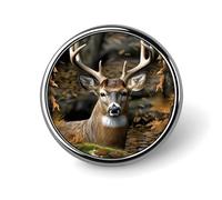 Camouflage Deer Round Badge Personalized Metal Lapel Pin Badges Fit Clothing Bags Hat Humorous Printed Brooch Badge Party Decorations Accessories for Men Women