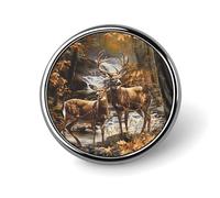 Camouflage Deer Round Pin Brooch Enamel Lapel Badges Jewelry Decor for Backpack Hats