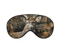 Camouflage Deer Sleep Mask for Women Men, Soft Eye Mask with Adjustable Strap for Sleeping, Light Blocking Travel Blindfold for Nap Comfortable Eye Cover for Home Office