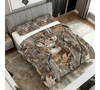 Camouflage Deer Super King Duvet Coverless, Reversible Design, Hunting Rustic Camo Comforter & 2 Pillow Cases for Bedroom Decor, 10.5 Tog Ultra Soft Microfibre, All Seasons #y468
