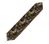 Camouflage Deer Table Runner for Dining Table, Short Plush Runners Washable & Durable Tablerunner Modern Home Decor for Wedding, Kitchen, Holiday 178*33cm
