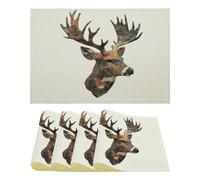 Camouflage Deer Trendy Linen Placemats Set Non-Slip Heat Resistant Washable Table Mats for Dining Table