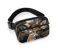Camouflage Deer Waist Bag Fashion Fanny Bag with Adjustable Strap for Outdoor Workout Cycling Unisex, white, 20x13cm, Waist Bag