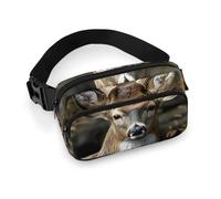 Camouflage Deer Waist Bag Large Capacity Fanny Pack Adjustable Belt Crossbody Bags Portable Waist Packs For Outdoors Traveling Casual Running