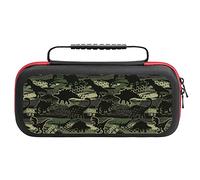 Camouflage Dinosaur T-rex Travel Carrying Case Hard Shell Protective Cover Travel Bag Pouch Compatible with Nintendo Switch