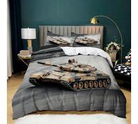 Camouflage Duvet Cover Double War Machine Tank Bedding Sets Printed Soft Microfiber Quilt Cover 200x200 cm and 2 Pillowcases 50x75 cm with Zipper Closure for Teens and Adults