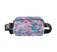 Camouflage Electric Blue Fanny Pack Belt Bag Crossbody Bags for Women Adjustable Strap Mini Everywhere Waist Pouch for Workout Running