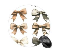 Camouflage Fabric Bows Military Mousepad Round Computer Mousepad Waterproof Gaming Mousepads with Non-Slip Rubber Base Mousepads Mousemat for Laptop Office 20 CM