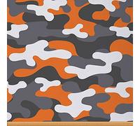 Camouflage Fabric by The Yard, Militarily Upholstery Fabric, Army Camo Indoor Outdoor Fabric, Grey Orange Colorful Abstract Art Decorative Fabric, DIY Upholstery and Home Accents, 1 Yard