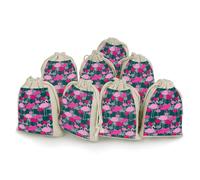 Camouflage Flamingos Reusable Drawstring Bags 8 Pcs Jewellery Favour Pouch Christmas Halloween Candy